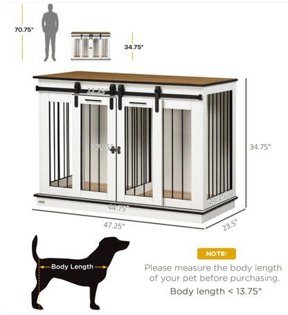 Dog Crate Furniture for Large Dog or 2 Small Dogs K9 - Feline Unique Pet Accessories