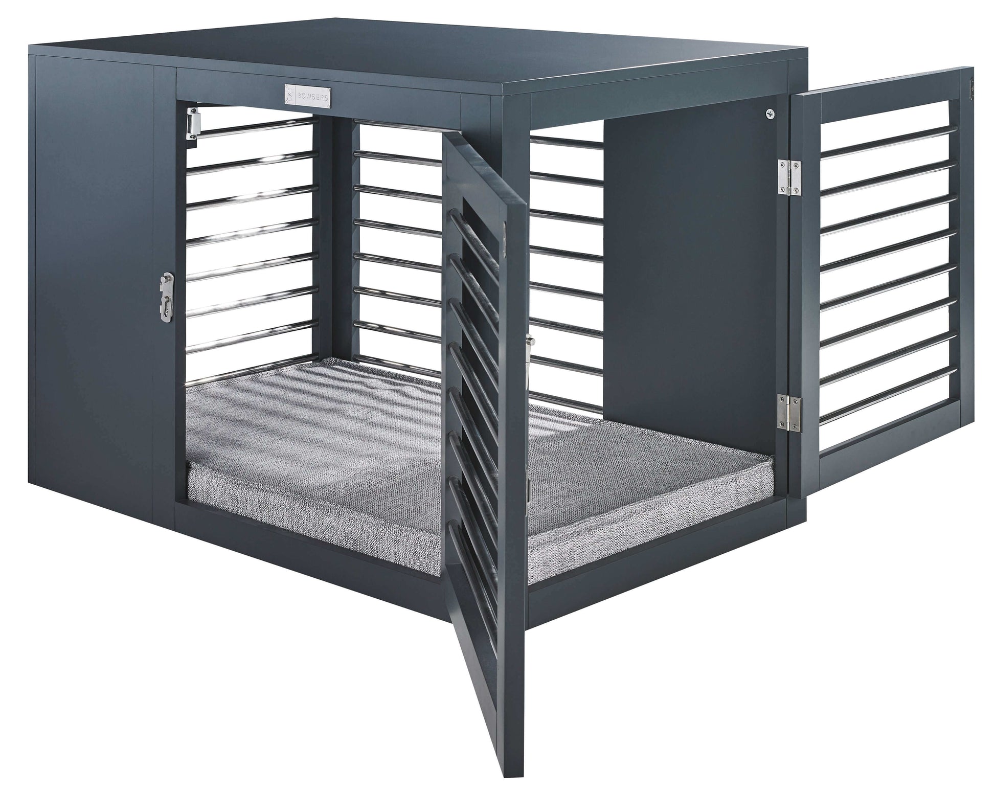 Moderno Dog Crate - Gray Wood K9 - Feline Unique Pet Accessories