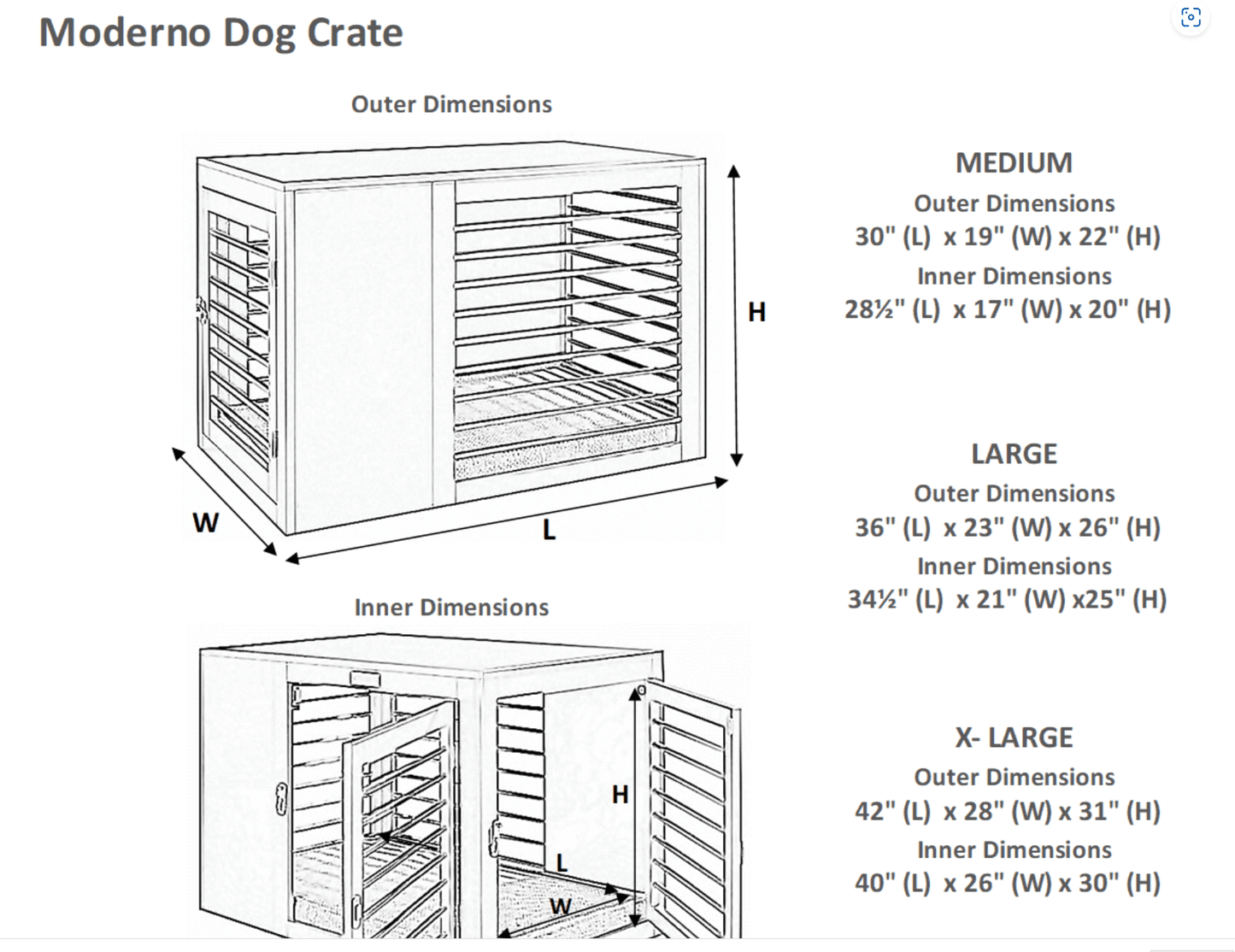 Moderno Dog Crate - Gray Wood K9 - Feline Unique Pet Accessories