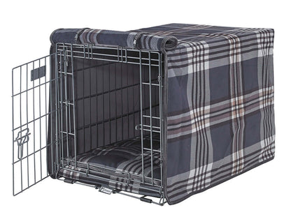 Luxury Dog Crate Cover | Color: Greystone Tartan K9 - Feline Unique Pet Accessories