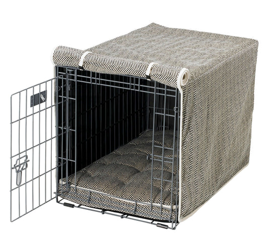 Luxury Dog Crate Cover | Color: Herringbone K9 - Feline Unique Pet Accessories