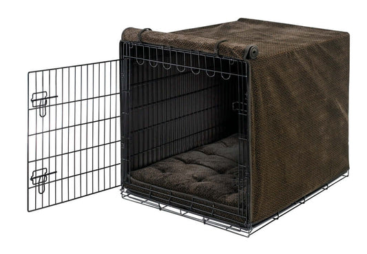 Luxury Dog Crate Cover | Color: Chocolate Bones K9 - Feline Unique Pet Accessories