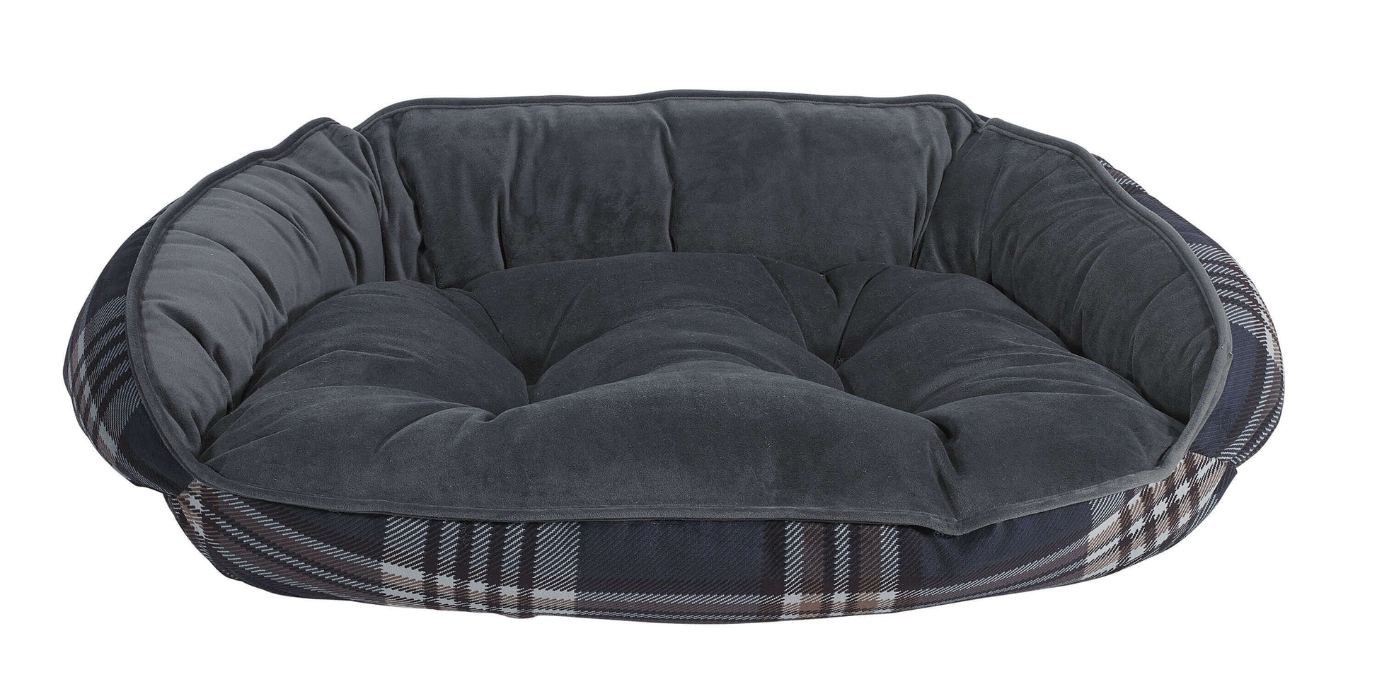 Buy Crescent Dog Bed | Color: Greystone Tartan K9 - Feline Unique Pet Accessories