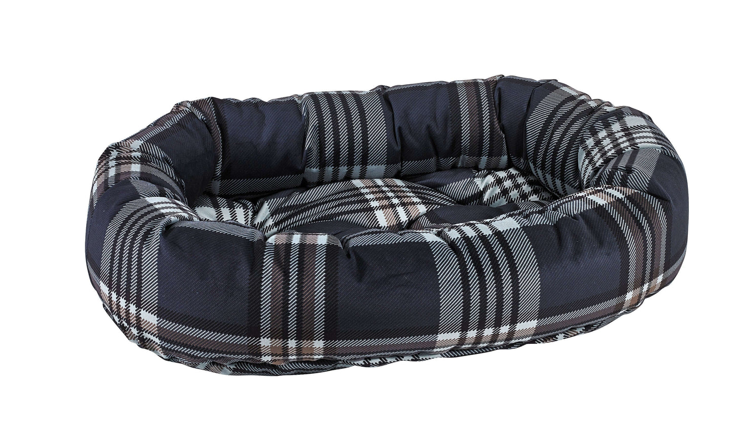 Bowsers Designer Donut Dog Bed | Color: Greystone Tartan K9 - Feline Unique Pet Accessories