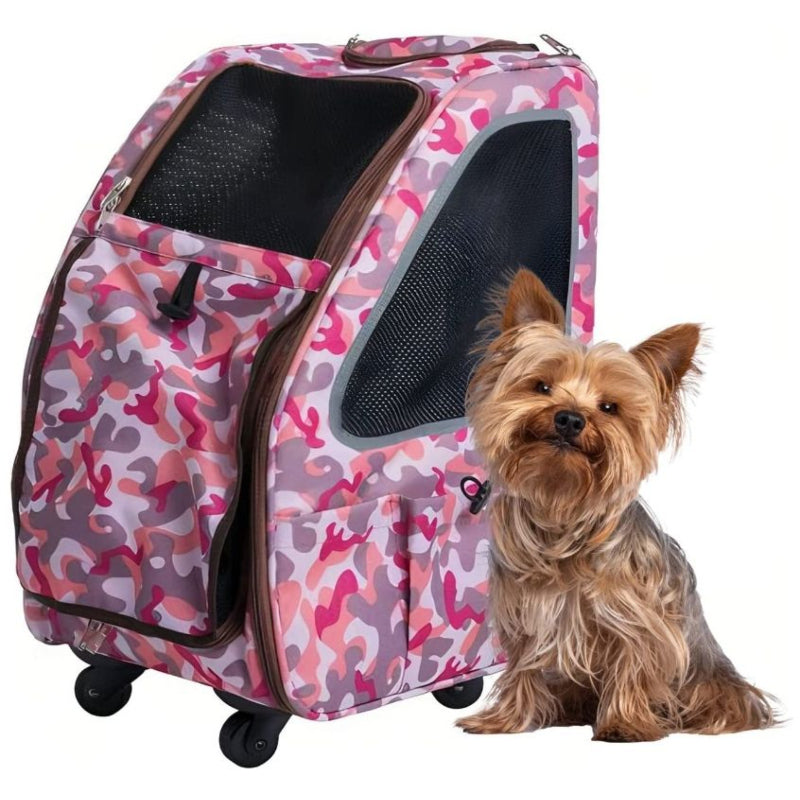 Petique 5-in-1 Pet Carrier for Dogs Cats and Small Animals Pink Camo - 1 count K9 - Feline Unique Pet Accessories