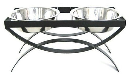 SeeSaw Double Elevated Dog Bowl - Black K9 - Feline Unique Pet Accessories