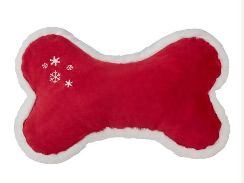 Bowsers Crimson Holiday Bone Pillow - Buy Now K9 - Feline Unique Pet Accessories